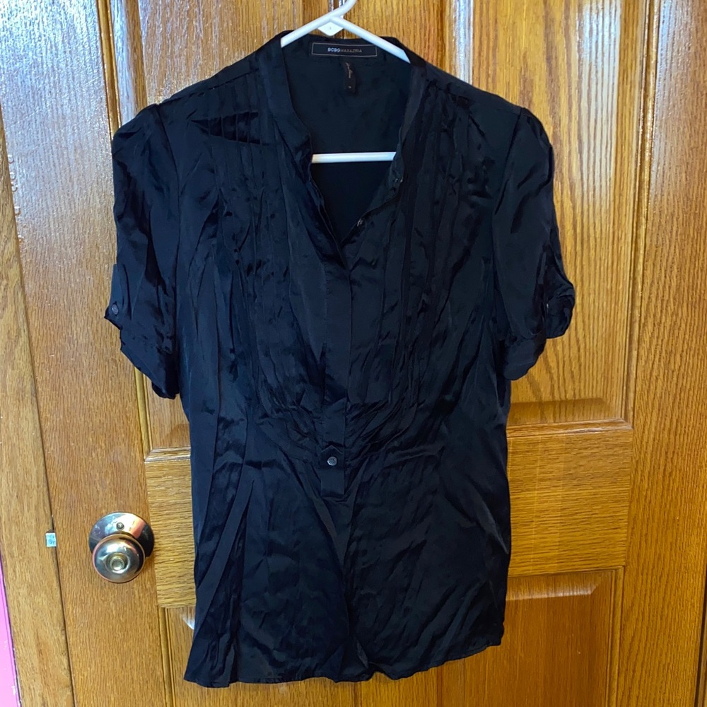 BCBGMaxAzria Silk Elegant Black Blouse